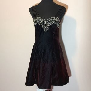 Stunning velvety red/black dress w/embellishments
